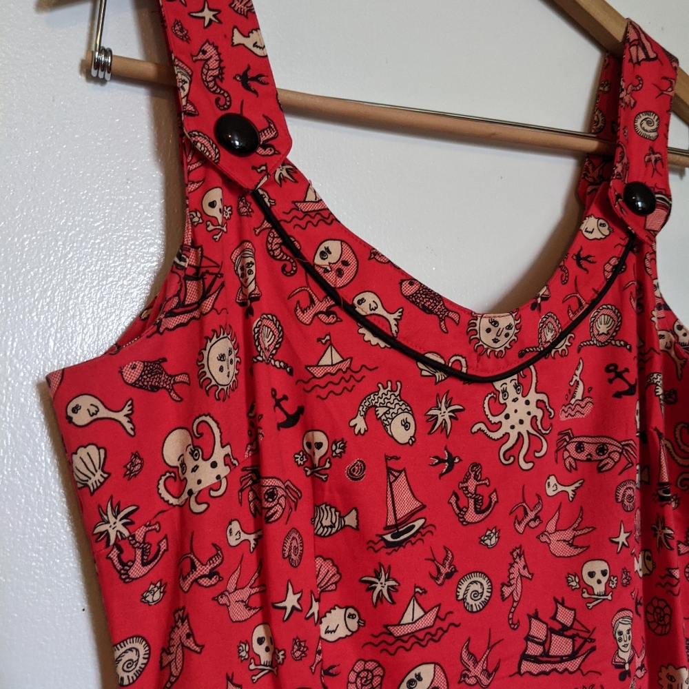 Fun Sailor Jerry Print A-Line Dress Pockets!!!